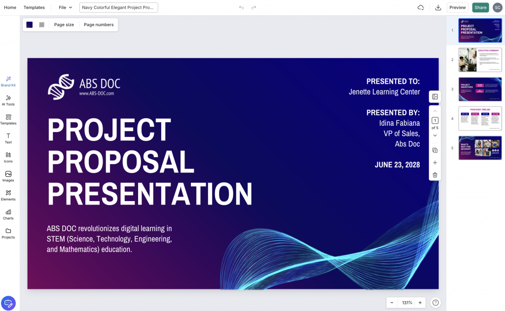 Venngage's online presentation maker